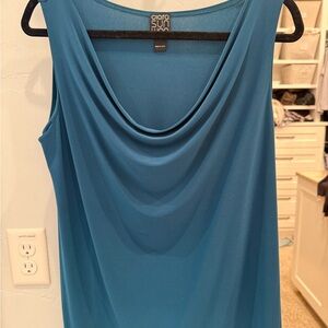 Clara Sunwoo Blue Draped Sleeveless Blouse